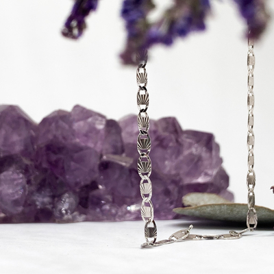 Stříbrný řetízek - oválky broušené - paprsky Stříbrný řetízek - oválky broušené - paprsky