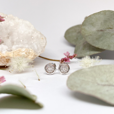 Stříbrné náušnice - kulaté se zirkony Stříbrné náušnice - kulaté se zirkony