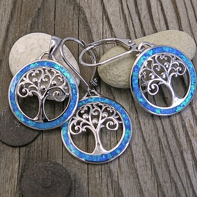 Strom života ~ stříbrná souprava s opálem Strom života ~ stříbrná souprava s opálem