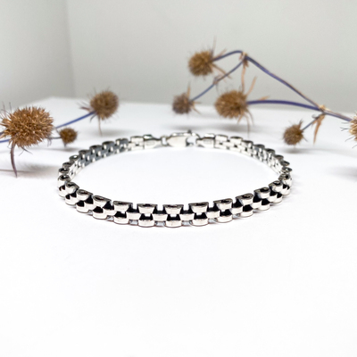 Stříbrný článkový náramek ~ mužný doplněk Stříbrný článkový náramek ~ mužný doplněk