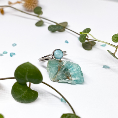 Stříbrný dvojitý prsten ~ larimar Stříbrný dvojitý prsten ~ larimar