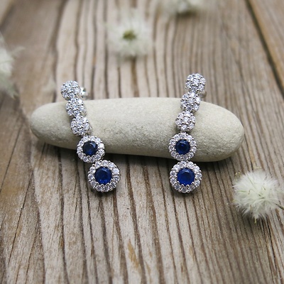 Náušnice se zirkony a spinelem ~ stříbro  Náušnice se zirkony a spinelem ~ stříbro