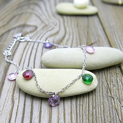 Stříbrný náramek s barevnými zirkony Stříbrný náramek s barevnými zirkony