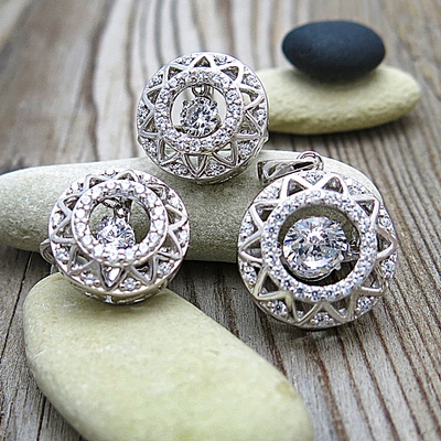 Tančící kameny ~ stříbrná souprava se zirkony Tančící kameny ~ stříbrná souprava se zirkony