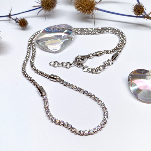 Stříbrný náhrdelník se zirkony ~ duté lanko Stříbrný náhrdelník se zirkony ~ duté lanko 1