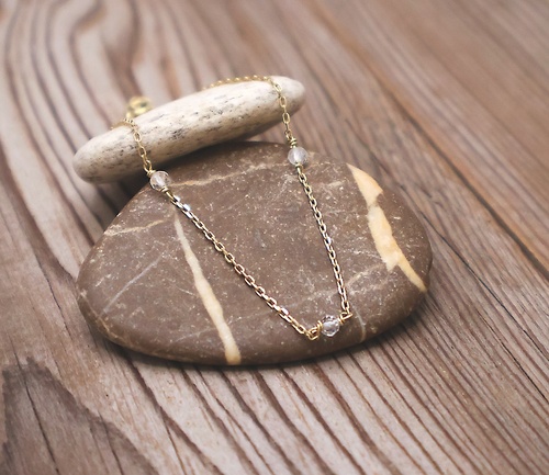 Náramek s bílými topazy ~ žluté zlato Náramek s bílými topazy ~ žluté zlato 1