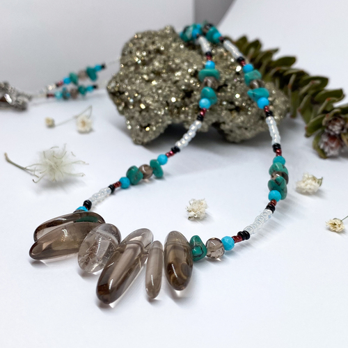 Náhrdelník ~ záhněda, tyrkys 1