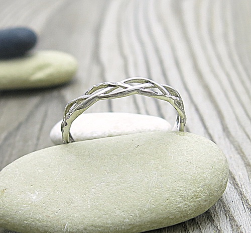 Prsten bílé zlato ~ pletený 1