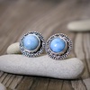Náušnice s larimarem ve stříbře Náušnice s larimarem ve stříbře 2