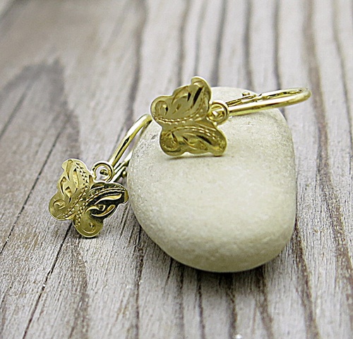 Dětské náušnice ~ motýlek ze žlutého zlata Dětské náušnice ~ motýlek ze žlutého zlata 1