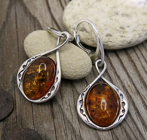 Náušnice ze stříbra s jantarem Náušnice ze stříbra s jantarem 1