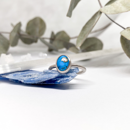 Matný prsten s tyrkysem ~ stříbro  1