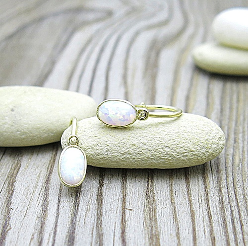 Náušnice s opálem – žluté zlato 1