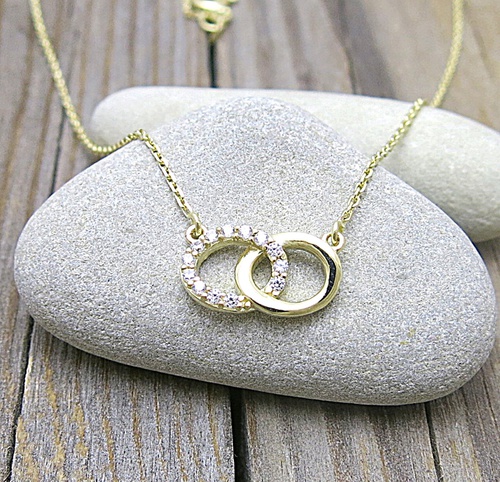 Náhrdelník žluté zlato se zirkony 1