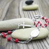 Stříbrný náramek růženec ~ červené kuličky Stříbrný náramek růženec ~ červené kuličky 2