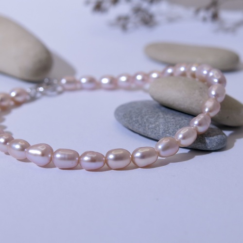 Náramek růžové říční perly Náramek růžové říční perly 1