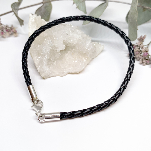 Pletený kožený náramek ~ stříbro 1