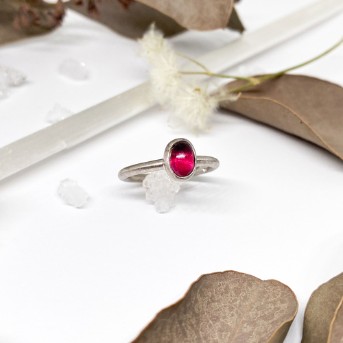 Stříbrný matný prsten ~ almandin 1