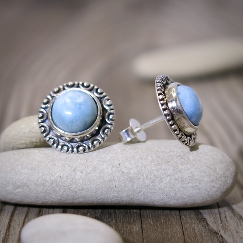 Náušnice s larimarem ve stříbře Náušnice s larimarem ve stříbře 1