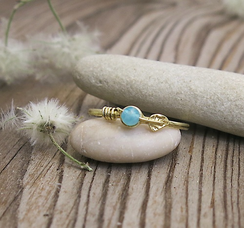 Prsten s amazonitem ~ žluté zlato   1