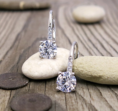 Stříbrné náušnice s velkými zirkony 1
