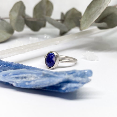 Stříbrný matný prsten ~ přírodní sodalit Stříbrný matný prsten ~ přírodní sodalit 1