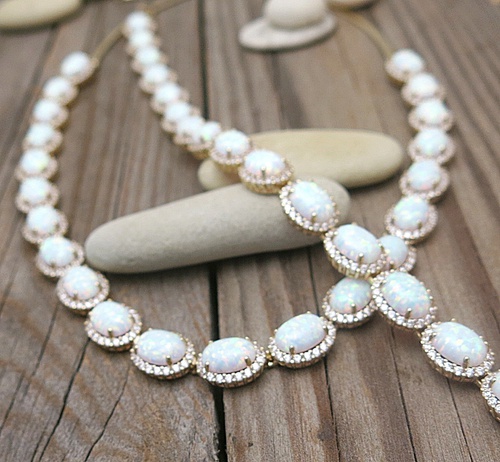 Souprava šperků s opály a zirkony – žluté zlato Souprava šperků s opály a zirkony – žluté zlato 1