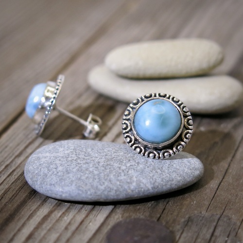 Náušnice ze stříbra s larimarem Náušnice ze stříbra s larimarem 1