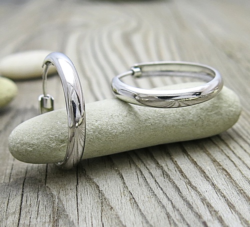 Velké náušnice kruhy, bílé zlato 1