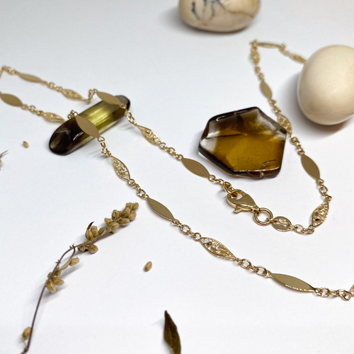 Zlatý náhrdelník s lístečky ~ žluté zlato 1