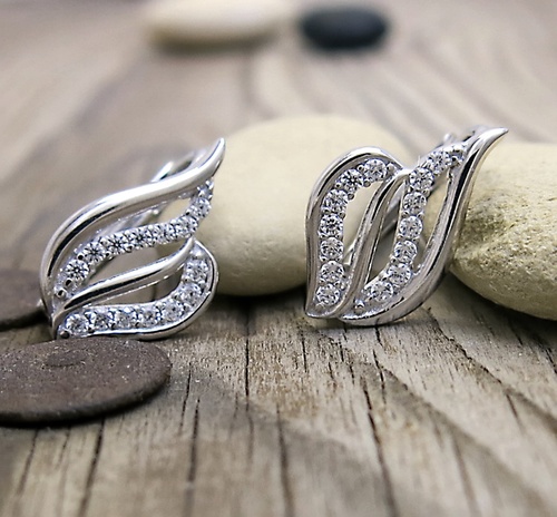 Bílé zlato ~ náušnice se zirkony 1