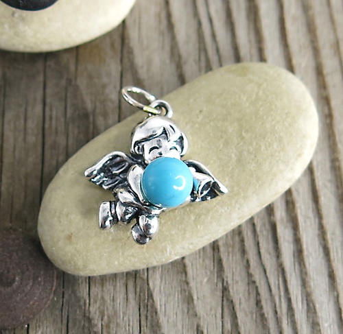 Andílek s tyrkysem ~ stříbrný přívěsek Andílek s tyrkysem ~ stříbrný přívěsek 1