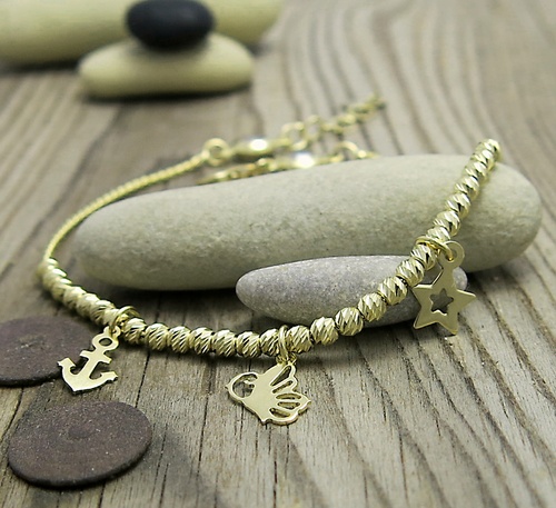 Žluté zlato ~ náramek s přívěsky 1