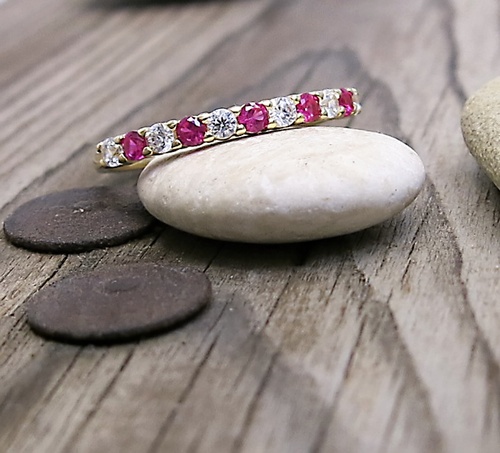 Žluté zlato se zirkony ~ prsten 1