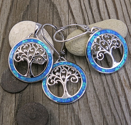 Strom života ~ stříbrná souprava s opálem Strom života ~ stříbrná souprava s opálem 1