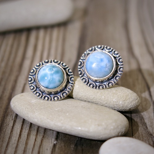 Stříbro s larimarem ~ náušnice Stříbro s larimarem ~ náušnice 1