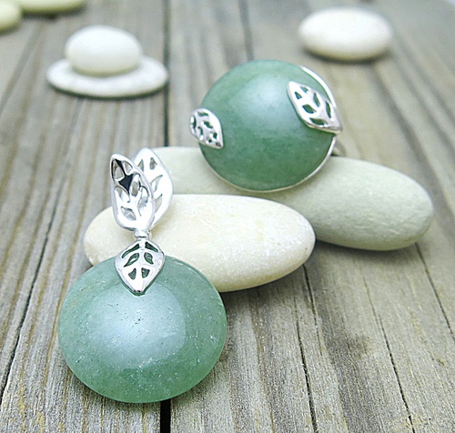 Stříbrná souprava šperků ~ avanturín Stříbrná souprava šperků ~ avanturín 1