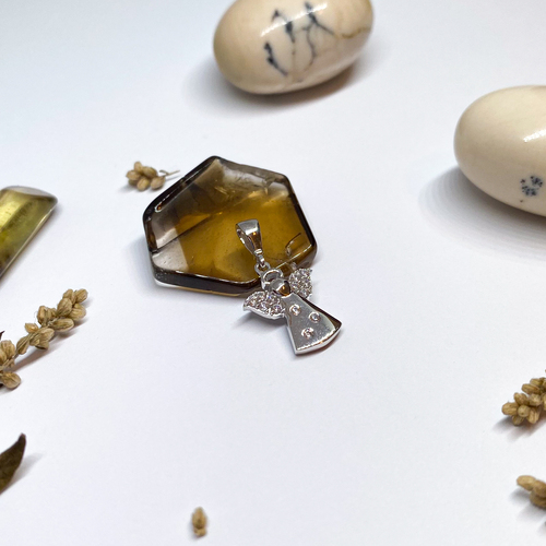 Přívěsek z bílého zlata ~ andílek se zirkony  1