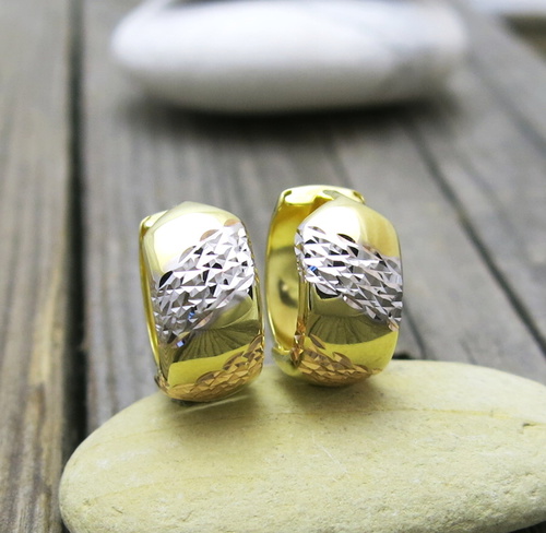 Zlaté náušnice kruhy kombinované – bílé, žluté, růžové zlato 1