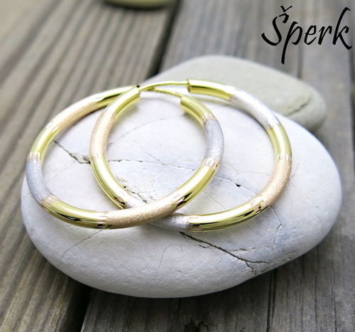 Zlaté náušnice kruhy, tři barvy zlata 1