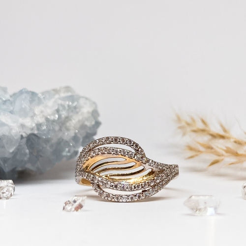 Prsten posázený zirkony ~ žluté zlato  Prsten posázený zirkony ~ žluté zlato  1