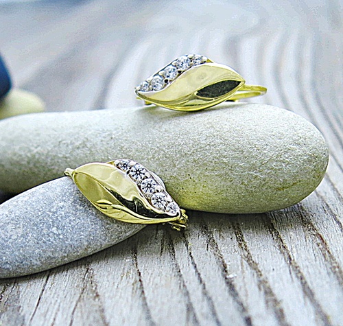 Náušnice ze žlutého zlata se zirkony 1