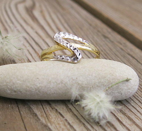 Prsten ~ žluté a bílé zlato  1