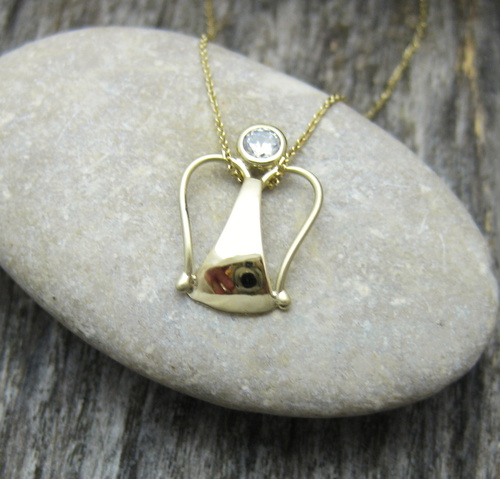 Zlatý přívěsek – andílek se zirkonem, žluté zlato 1