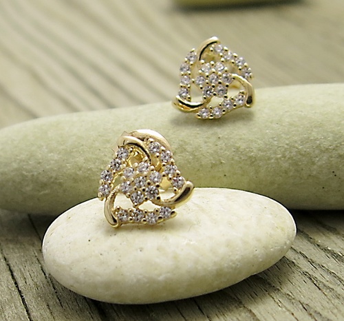 Růžové zlato , náušnice se zirkony. Růžové zlato , náušnice se zirkony. 1