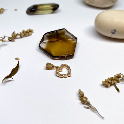 Srdíčko se zirkony ~ žluté zlato 1