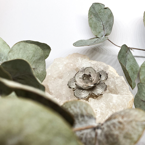 Stříbrná brož - květina menší Stříbrná brož - květina menší 1