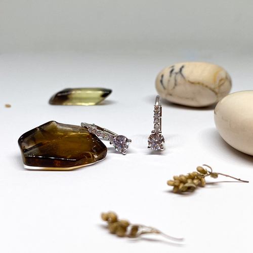 Náušnice se zirkony ~ bílé zlato 1