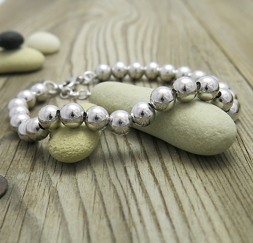 Náramek s kuličkami ~ stříbro  1