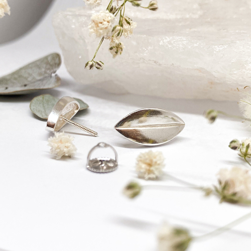 Náušnice na šroubek kávová zrna ~ stříbro  Náušnice na šroubek kávová zrna ~ stříbro  1